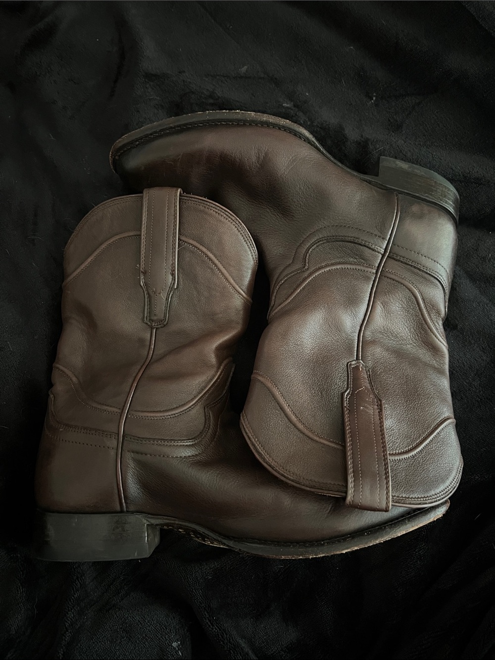 Tecovas Dark Brown Leather Western Pull-On Boots